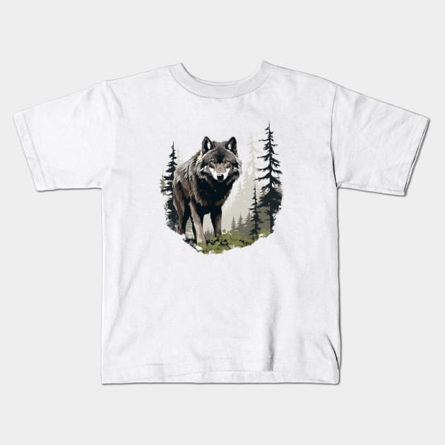 Grey Wolf Kids T-Shirt by zooleisurelife